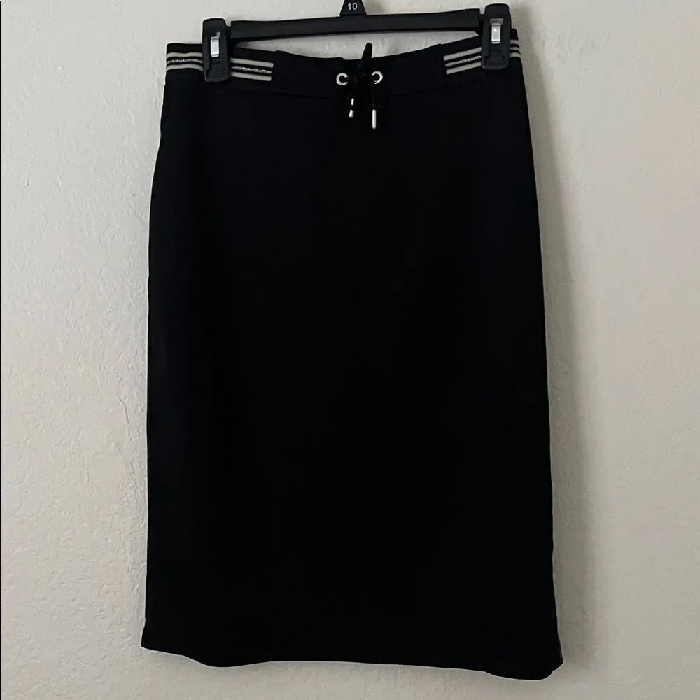 NWT RABE Elegant Black Pencil Skirt Elastic Drawstring in Size 12